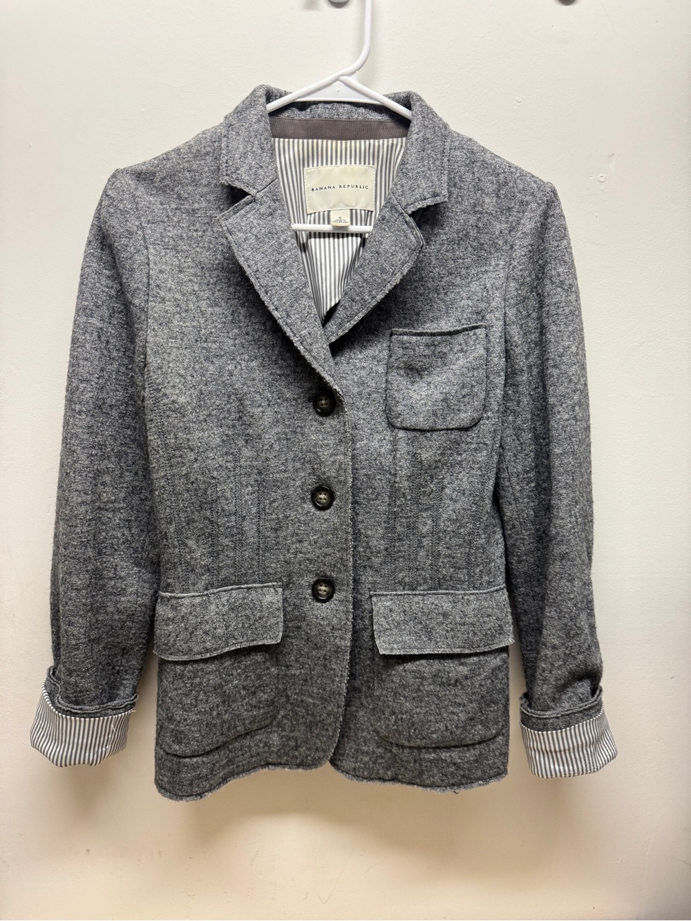 Banana Republic Gray Textured Wool-Blend Blazer